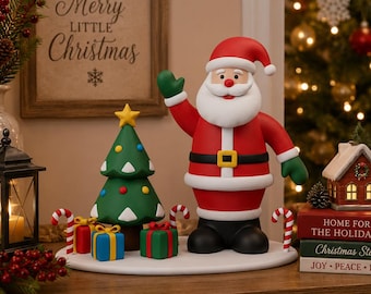 Santa Claus with Christmas Tree & Gifts - STL File for Easy 3D Printing ( Digital Download )