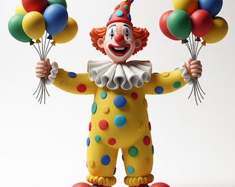 Divertente modello 3D STL di clown da circo / Decorazione per feste (download digitale)