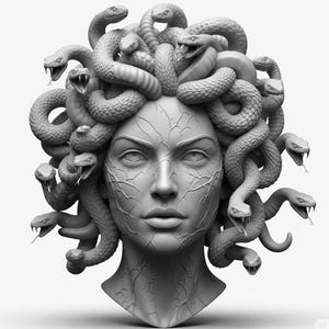 Medusa-byst 3D-modell STL | Mytisk Gorgon-staty (digital nedladdning)