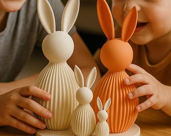 Nordic Bunny Family STL – Minimalist 3D Model, Easter Decor (Digital Download)