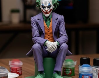 Joker-inspired Sitting Villain 3D Printable Statue STL
