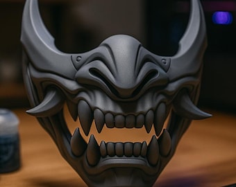 Samurai Oni Demon Jaw Mask STL – 3D Printable Cosplay Face Armor | Digital Download