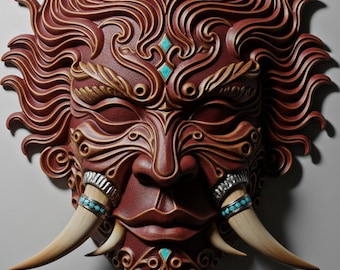 Verzierte Wächter Maske STL Datei: 3D Druck Fantasy Wand Kunst (Digitaler Download)