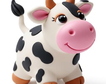Cartoon Cow Figurine STL File | 3D Printing Farmhouse Decor (Digital Download)
