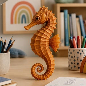 Stiliserad sjöhäst i STL | Högdetaljig 3D-utskrivbar havsvarelsefigur | Miniatyrmodell av hav
