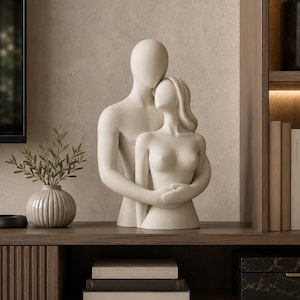 Embracing Couple Sculpture STL File: Abstract Love 3D Print (Digital Download)