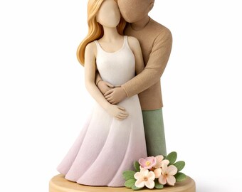 Romantic Couple Sculpture STL | Minimalist Love Figurine (Digital Download)