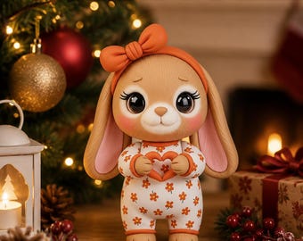 Kawaii Bunny 3D Print File – Floral Pajamas, Nursery Decor (Digital Download)