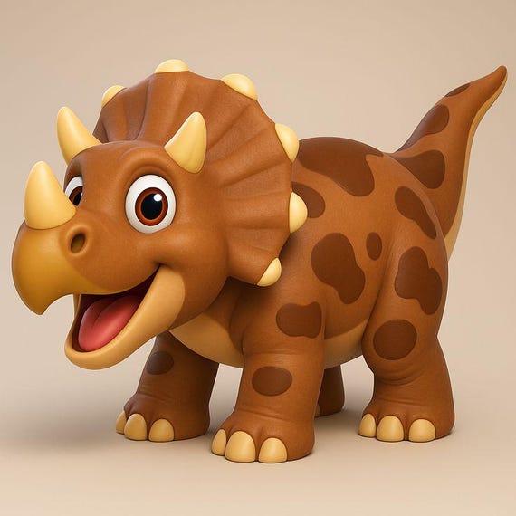 粘土風トリケラトプス 3D モデル | Dino STL ファイル (デジタル