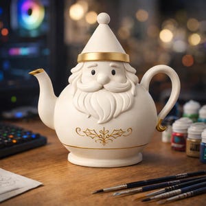 Santa Teapot STL | 3D Print Christmas Decor File ( Digital Download )