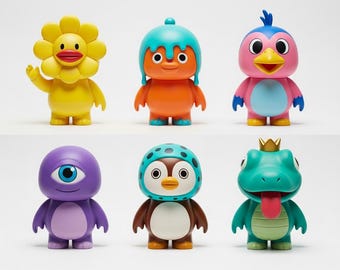 STL-bundel Chibi-speelgoedfiguren – personagemodellen (digitale download)