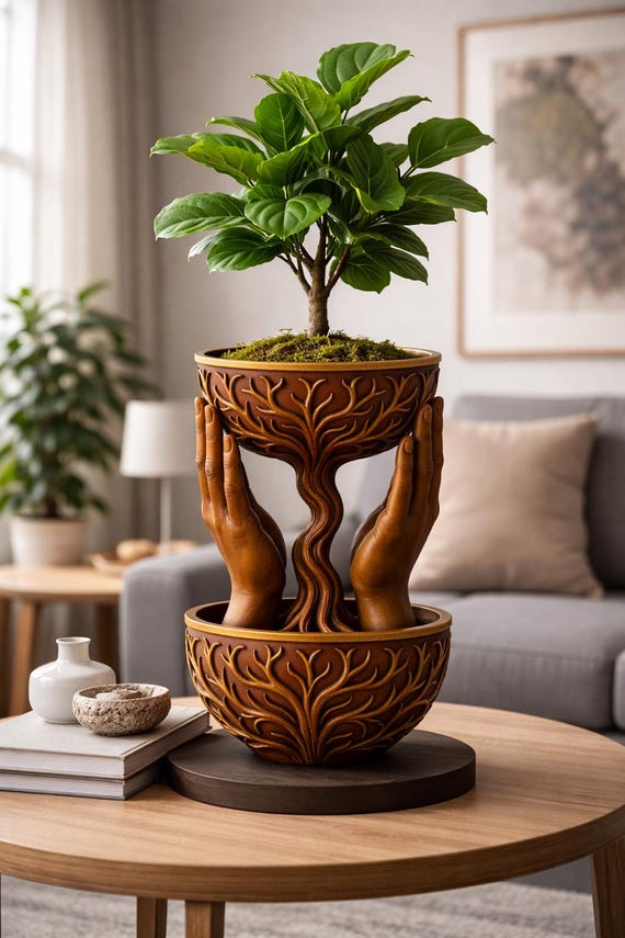 Hand Tree Planter STL | Sculptural Vase 3D Model (Digital Download
