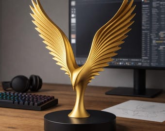Minimalist Eagle Sculpture STL – 3D Printable Decor Model ( Digital Download )