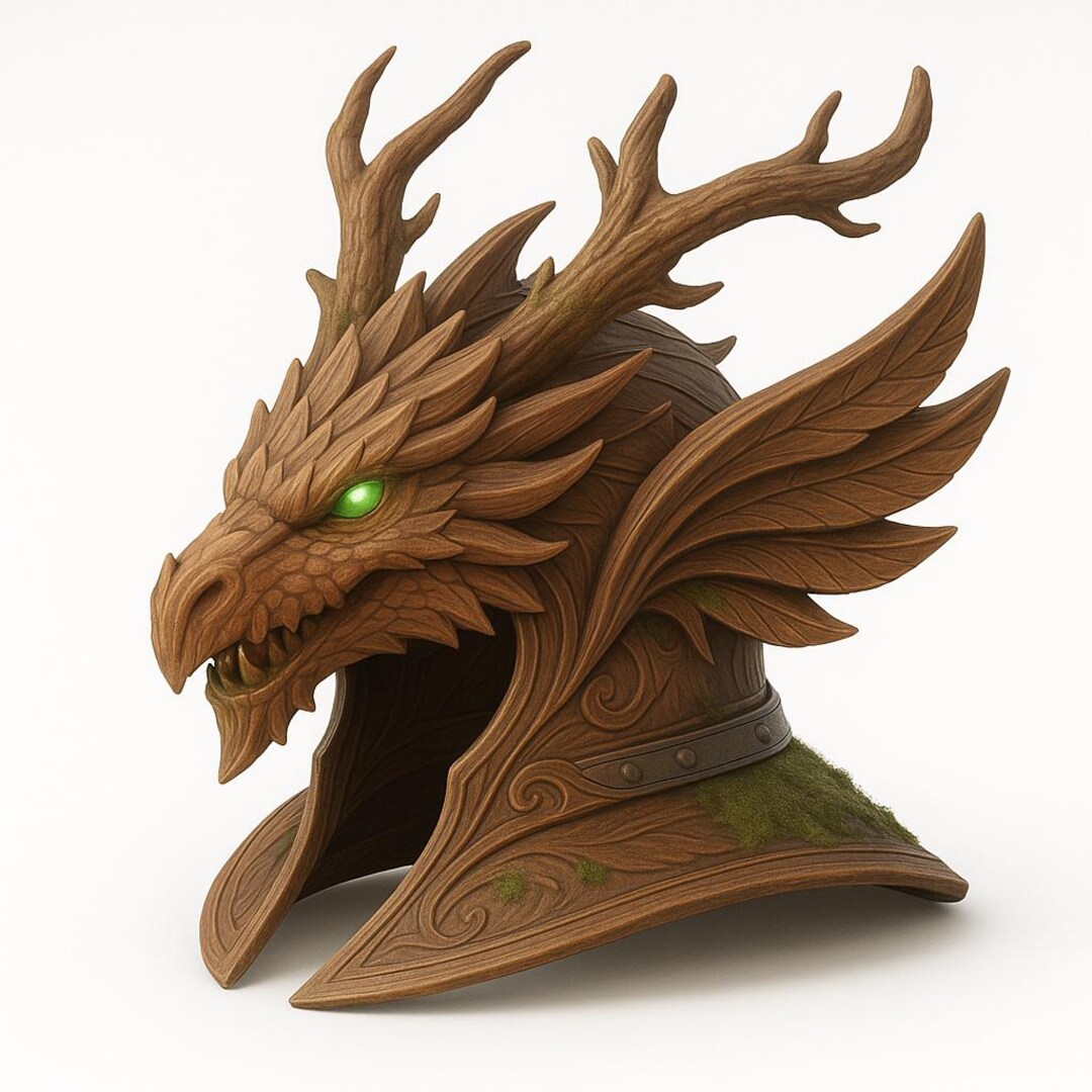 Dragon Helmet STL File | Fantasy Dragon Helm 3D Print Model (digital ...