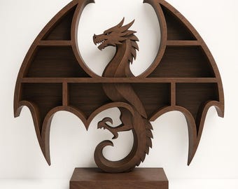 3D-afdrukbare Dragon's Trove-boekenplank - STL-bestand voor afdrukken op hars en FDM, mythisch decor
