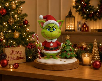 Grinch Christmas Santa STL File – 3D Printable Figurine ( Digital Download )