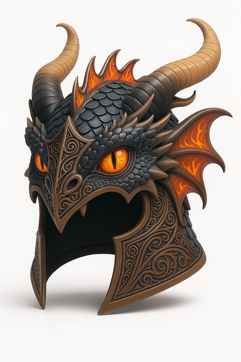 Dark Fantasy Dragon Helmet STL – 3D Print Model, Cosplay Display ...