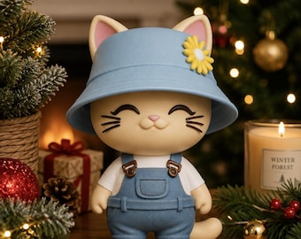 3D Cat Statue STL File: Paintable Figurine for 3D Printing (Digital Download)