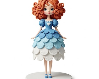 Redhead Fairy Girl Doll STL File – Whimsical Clay-Style 3D Model (Digital Download )