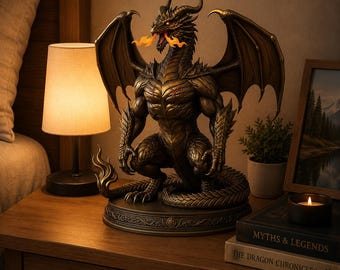 Fire Guardian Dragon Statue STL | Fantasy 3D Print Model (Digital Download)