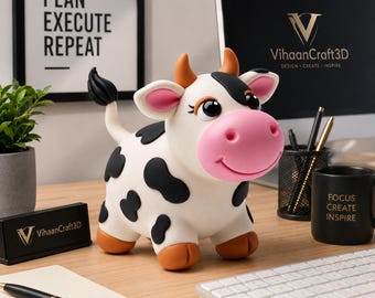 Figura de vaca de dibujos animados, archivo STL / Impresión 3D, decoración de granja (descarga digital)