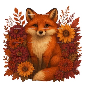 Wildflower Fox Fall Tumbler Wrap | 20oz Skinny Sublimation Design | Autumn Digital Download