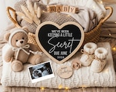 Boho Pregnancy Announcement, Editable baby Announcement Template, Neutral baby reveal Digital, Minimalist Pregnancy reveal Social Media