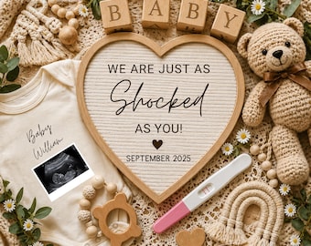 Baby Announcement with Test, Pregnancy Announcement Digital , Editable Custom Pregnancy Reveal Template, Gender Neutral Baby reveal instant