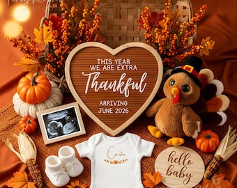 Thanksgiving Pregnancy Announcement, Neutral Fall Baby Reveal, Little Pumpkin Pregnancy Reveal, Editable October Baby Announcement Template
