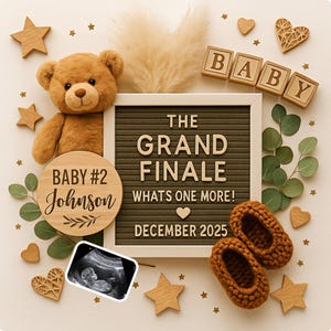 Last Baby Pregnancy Announcement, Grand Finale Pregnancy Announcement Editable Template, Digital Boho Neutral Baby Reveal for Social Media
