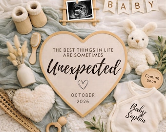 Unexpected Pregnancy Announcement, Neutral Baby Reveal Canva Template, Pregnancy Reveal Digital, Editable Social Media Instant Download