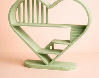 Heart Shelf Display Stand for Smiski, Mini Collectibles | 3D Printed Kawaii Decor for Desk, Shelf, Nightstand