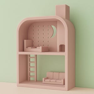 Półka ekspozycyjna z łóżkiem i kanapą – stojak z księżycem i gwiazdą wydrukowany w technologii 3D
