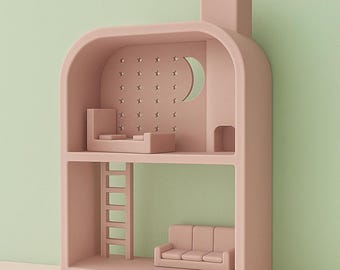 Display Shelf with Bed and Couch - 3D Printed Moon & Star Stand