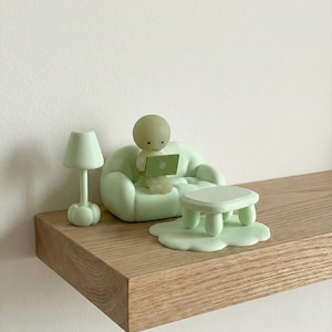 Miniture Furniture Set | Couch, Coffee Table, Lamp & Rug | Matte Colors image 2