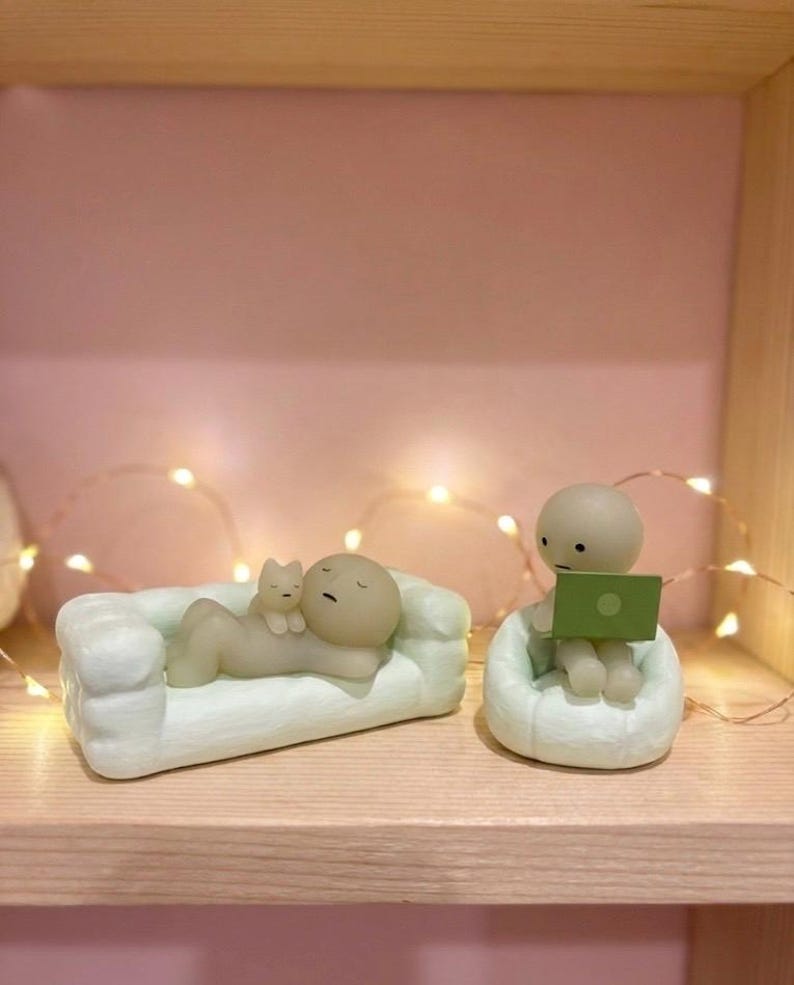 Conjunto de sofá y puf Smiski Furniture / Sofá y silla miniatura impresos en 3D imagen 2