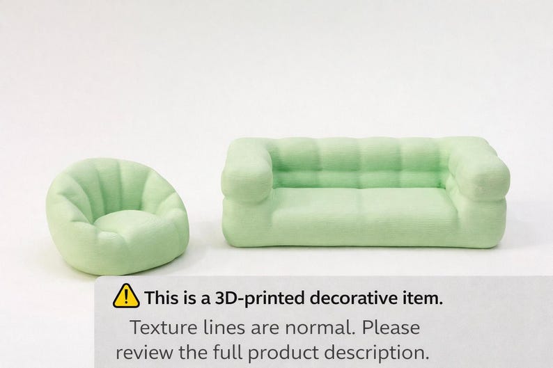 Conjunto de sofá y puf Smiski Furniture / Sofá y silla miniatura impresos en 3D imagen 3