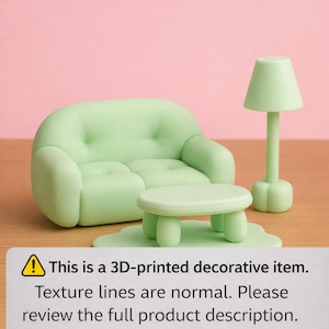 Miniture Furniture Set | Couch, Coffee Table, Lamp & Rug | Matte Colors image 13