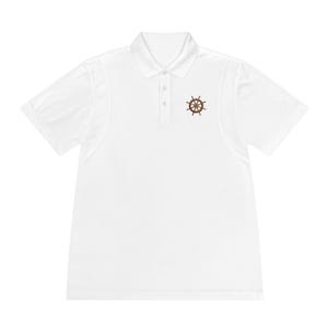 Men&#39;s Sport Polo Shirt with Nautical Wheel Design, Casual Activewear, Father&#39;s Day Gift, Summer Outing Shirt, Boat Enthusiast Apparel