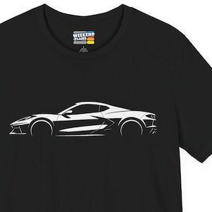 C8 Corvette Silhouette Shirt : 2020 to 2025 Vette on Soft Graphic Tshirt is Best Car Guy Gift