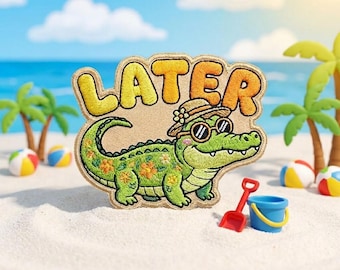 Parche bordado personalizado de cocodrilo, divertido parche floral termoadhesivo de cocodrilo, aplique para coser/planchar en chaquetas, mochilas y sombreros, parche de verano