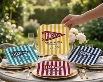 Plato para anillos personalizado de Harvard, bandeja para joyas con banderín de la promoción de 2026, regalo de graduación de la Universidad de Harvard, recuerdo para graduados.