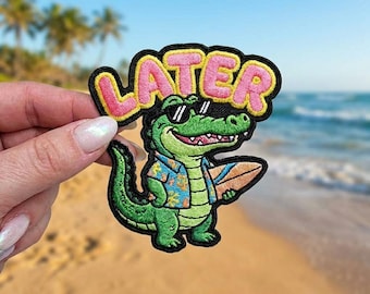 Parche bordado de cocodrilo, aplique termoadhesivo de cocodrilo para gafas de sol, accesorio para ropa, mochila o chaqueta.
