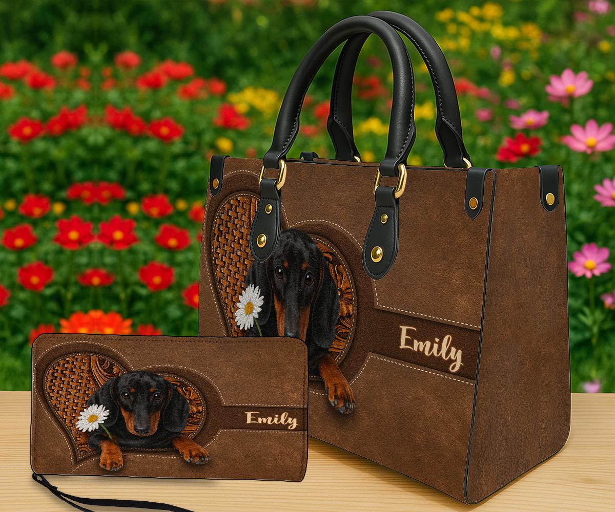 Showudesigns Dachshund Print Women's Wallet - PU Leather Card Holder With Zipper Coin Pocket - Multi Slot Purse Organizer