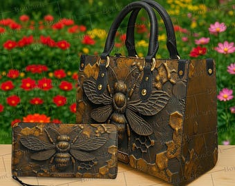 Bolso y cartera personalizados con diseño de abeja, monedero con nombre personalizado y grabado de panal, regalo único de la naturaleza para ella, regalo para amantes de las abejas.