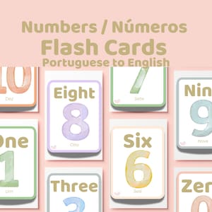 Bilingual Number Flashcards | English & Portuguese | Printable