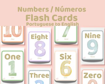 Tarjetas de números bilingües / Inglés y portugués / Imprimibles