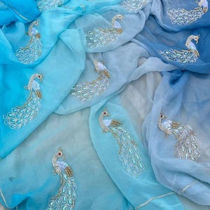 Indian Handmade Diamond Chiffon Saree, Chiffon Saree for Women&#39;s, Wedding & Party-wear Designer Saree, Bollywood Wear Chiffon Saree for USA