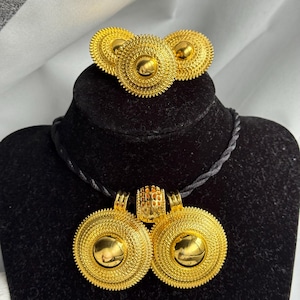 Ethiopian habesha Eritrean gold jewelry set necklace bracelet ring and earrings middle eastern style