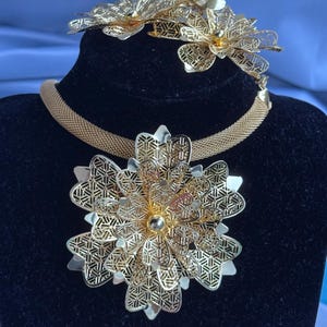 Ethiopian habesha Eritrean gold jewelry set necklace bracelet ring and earrings middle eastern style